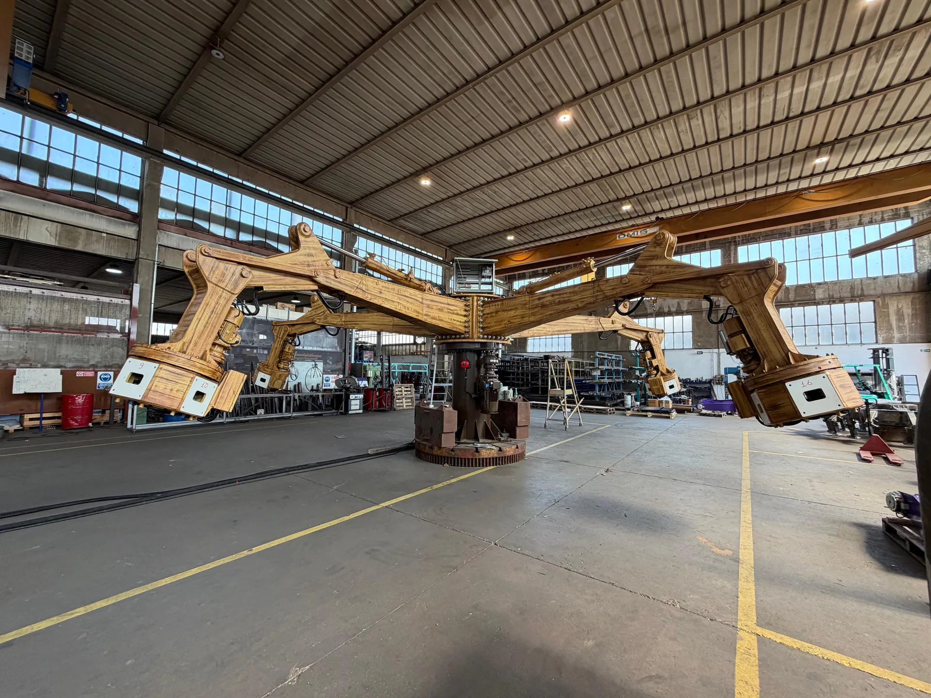 Amusement ride structure during assembly in the Soriani workshop